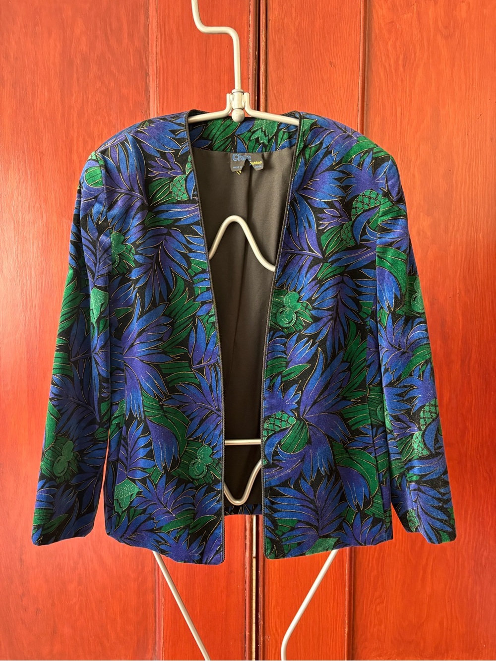 CHIC PETITES Vintage 1980-1990s Floral Velvet Jacket